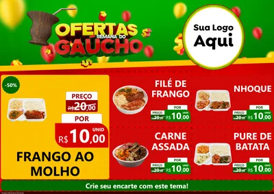 Modelo de Encarte para Encarte A4 Horizontal com o tema Ofertas Semana Do Gaúcho para Restaurante