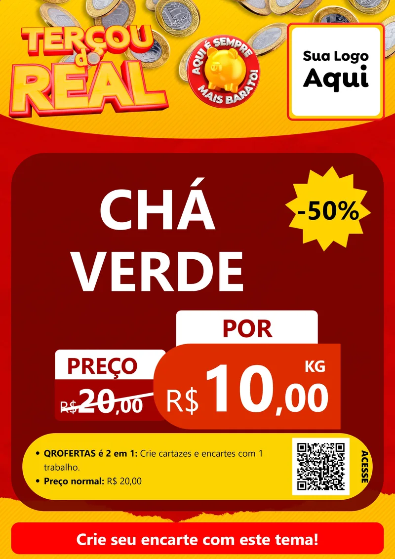 Modelo de Cartaz para Cartaz A4 Vertical com o tema Terçou do Real para Produtos Naturais