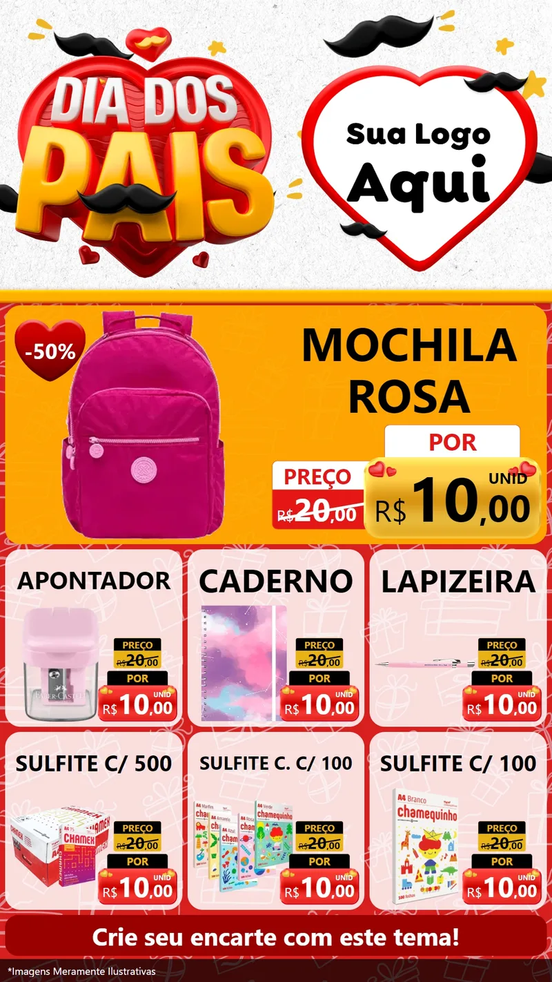 Modelo de Rede Social para Stories com o tema Dia dos Pais para Papelaria