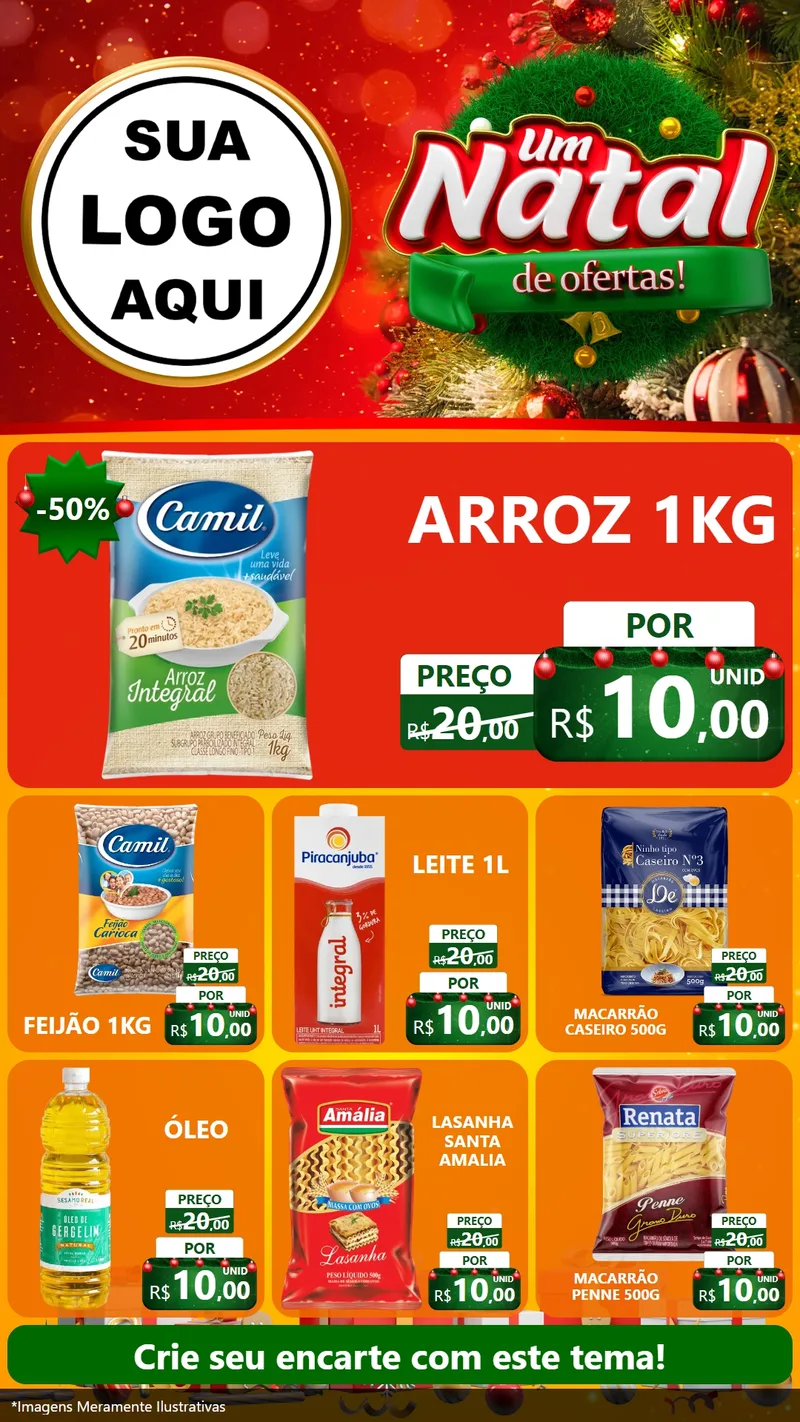 Modelo de Rede Social para Stories com o tema Um Natal de Ofertas para Supermercado