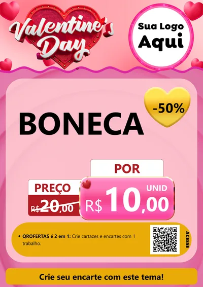 Modelo de Cartaz para Cartaz A4 Vertical com o tema Valentine's Day para Brinquedos