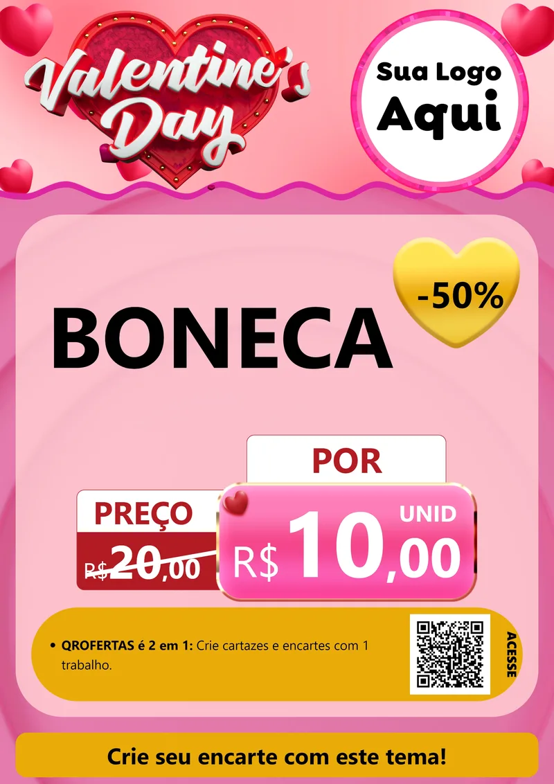 Modelo de Cartaz para Cartaz A4 Vertical com o tema Valentine's Day para Brinquedos