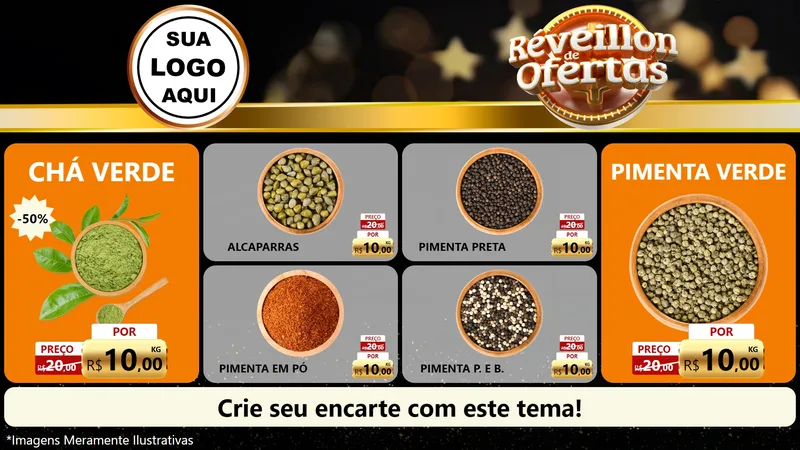 Modelo de TV para TV Horizontal com o tema Réveillon de Ofertas para Produtos Naturais
