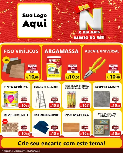 Modelo de Rede Social para Feed Instagram com o tema Dia N o Dia Mais Barato do Mês para Material para Construção
