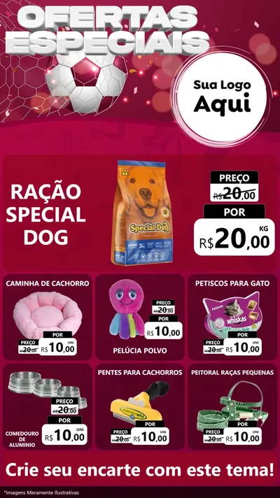 Modelo de Rede Social para Stories com o tema Ofertas Especiais - Futebol para Pet Shop