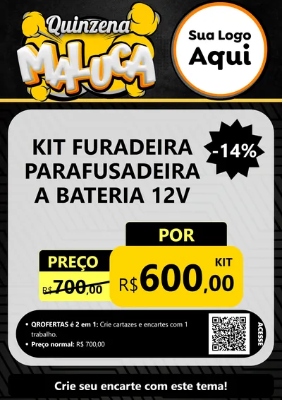 Modelo de Cartaz para Cartaz A4 Vertical com o tema Quinzena Maluca para Maquinas e Ferramentas
