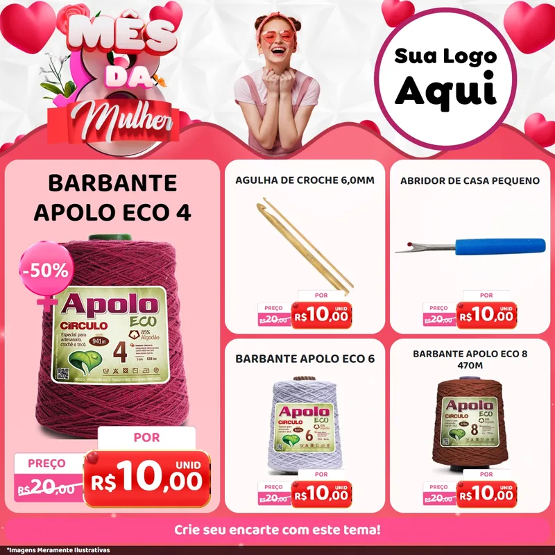 Modelo de Rede Social para Feed Facebook com o tema Mês da Mulher para Armarinho e Aviamentos