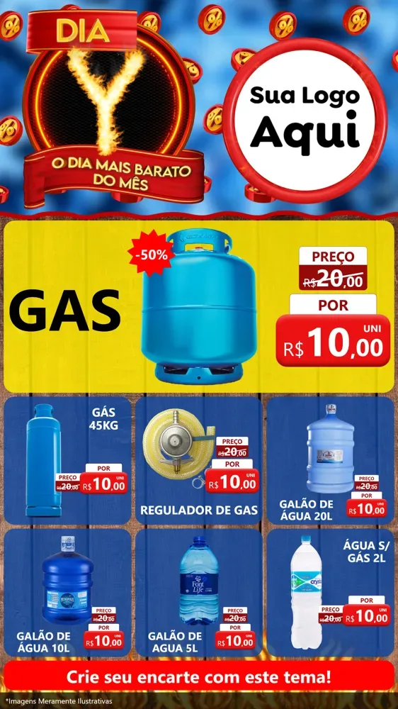 Modelo de Rede Social para Stories com o tema Dia Y - O Dia Mais Barato Do Mês para Água e gás