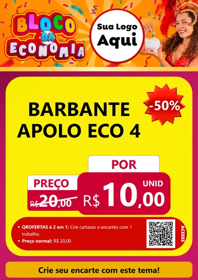 Modelo de Cartaz para Cartaz A4 Vertical com o tema Bloco da Economia para Armarinho e Aviamentos