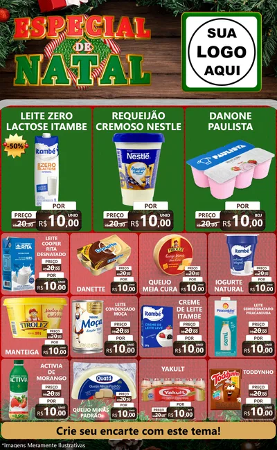 Modelo de Encarte para Encarte Grande com o tema Especial de Natal para Frios e Laticínios