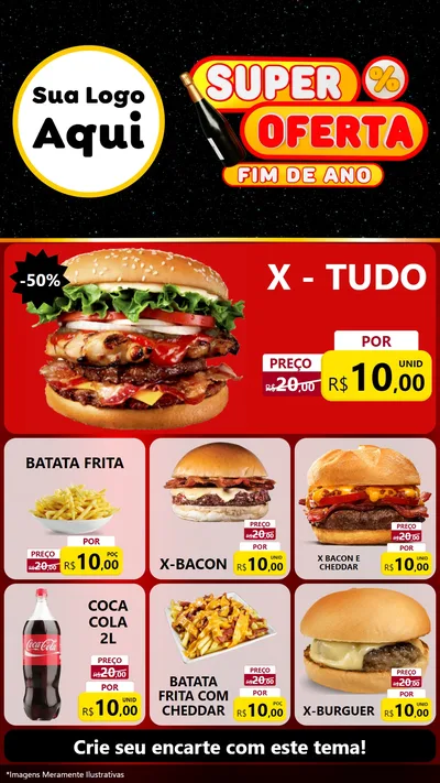 Modelo de Rede Social para Stories com o tema Super Oferta Fim de Ano para Hamburgueria