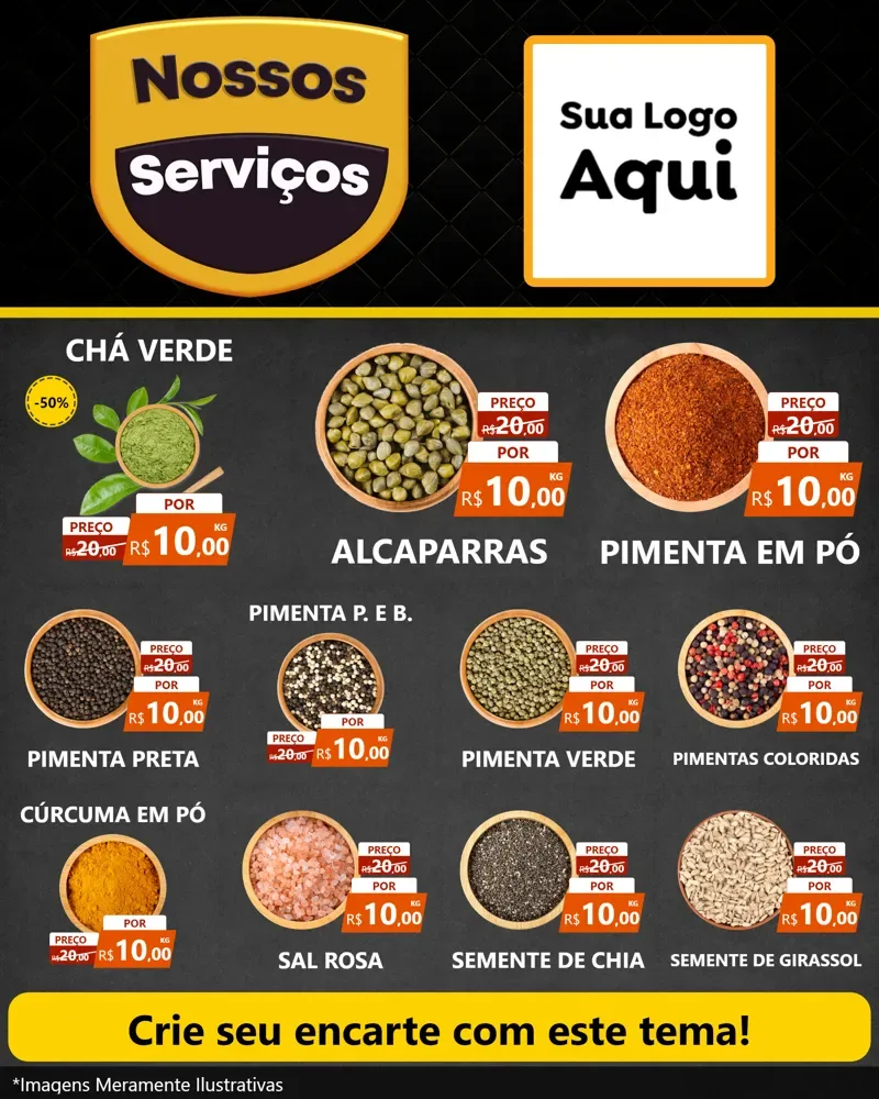 Modelo de Rede Social para Feed Instagram com o tema Nossos Serviços para Produtos Naturais