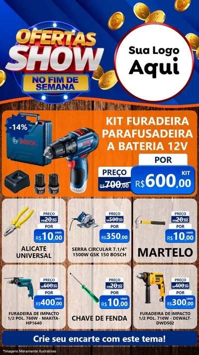 Modelo de Rede Social para Stories com o tema Ofertas Show No Fim De Semana para Maquinas e Ferramentas