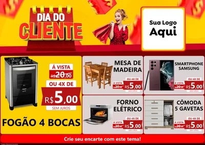 Modelo de Encarte para Encarte A4 Horizontal com o tema Dia do Cliente para Móveis e Eletro