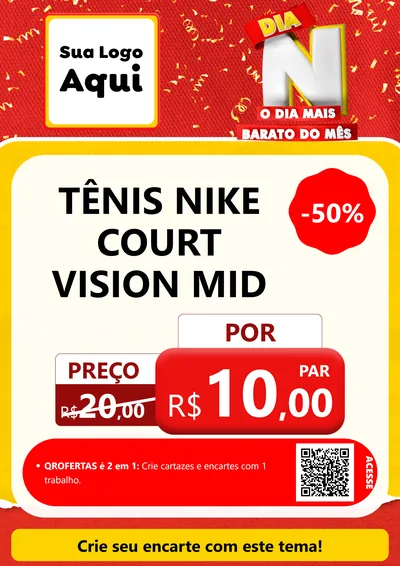 Modelo de Cartaz para Cartaz A4 Vertical com o tema Dia N o Dia Mais Barato do Mês para Calçados