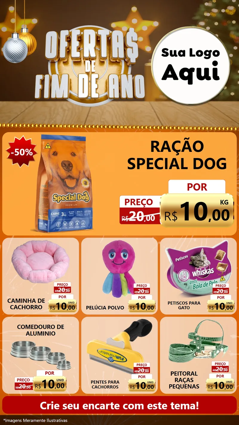 Modelo de Rede Social para Stories com o tema Ofertas de Fim de Ano para Pet Shop