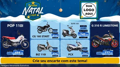 Modelo de TV para TV Horizontal com o tema O Melhor Natal É Aqui! para Concessionaria de Motos