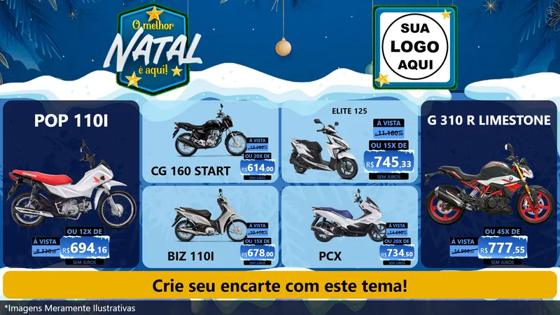 Modelo de TV para TV Horizontal com o tema O Melhor Natal É Aqui! para Concessionaria de Motos