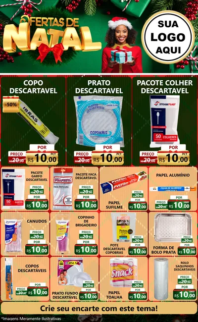 Modelo de Encarte para Encarte Grande com o tema Ofertas de Natal para Embalagens
