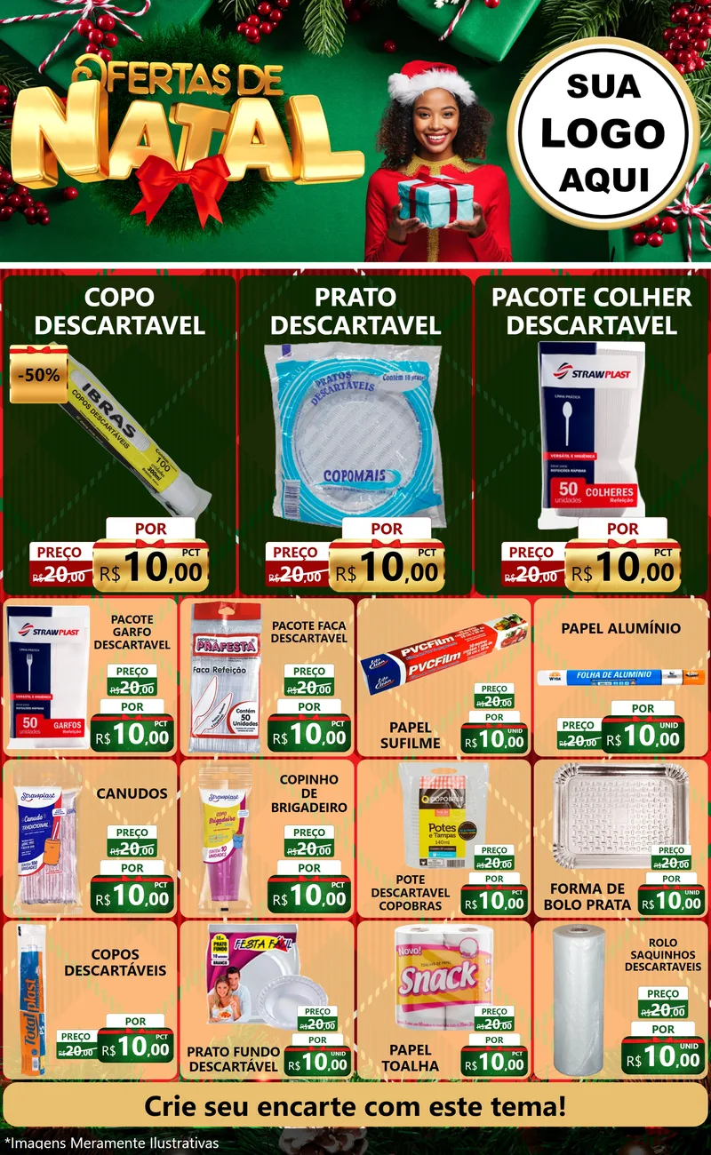 Modelo de Encarte para Encarte Grande com o tema Ofertas de Natal para Embalagens