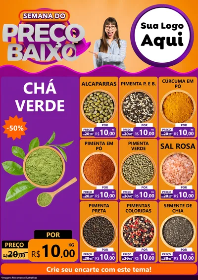 Modelo de Encarte para Encarte A4 Vertical com o tema Semana do Preço Baixo para Produtos Naturais