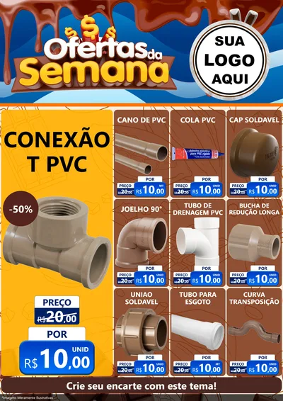 Modelo de Encarte para Encarte A4 Vertical com o tema Ofertas da Semana - Páscoa para Tubos e conexões