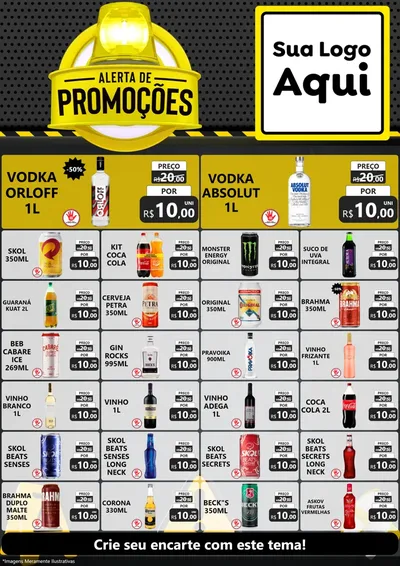 Modelo de Encarte para Encarte A4 Vertical com o tema Alerta de Promoções para Distribuidora de bebidas