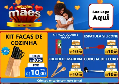 Modelo de Encarte para Encarte A4 Horizontal com o tema Mês das Mães para Utilidades Domésticas