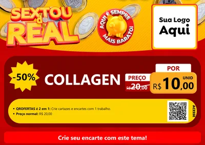 Modelo de Cartaz para Cartaz A4 Horizontal com o tema Sextou do Real para Suplementos alimentares