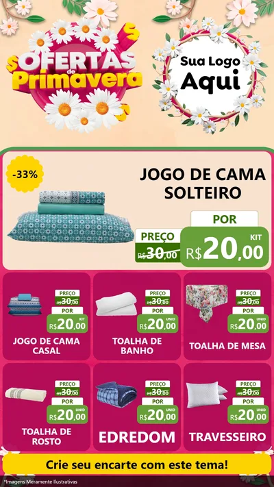 Modelo de Rede Social para Stories com o tema Ofertas de Primavera para Cama, Mesa e Banho