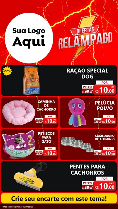 Modelo de TV para TV Vertical com o tema Ofertas Relâmpago para Pet Shop