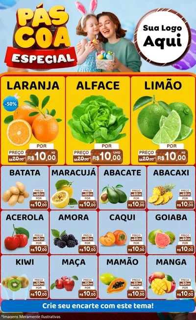 Modelo de Encarte para Encarte Grande com o tema Páscoa Especial para Hortifrúti