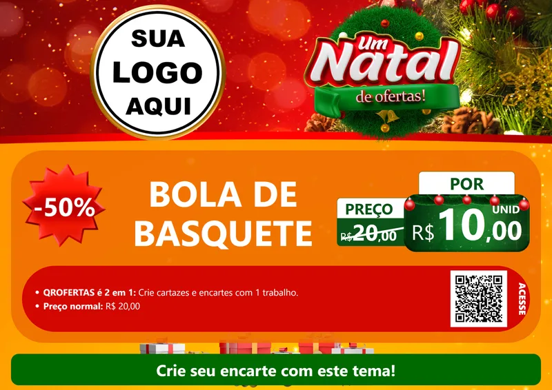 Modelo de Cartaz para Cartaz A4 Horizontal com o tema Um Natal de Ofertas para Artigos Esportivos