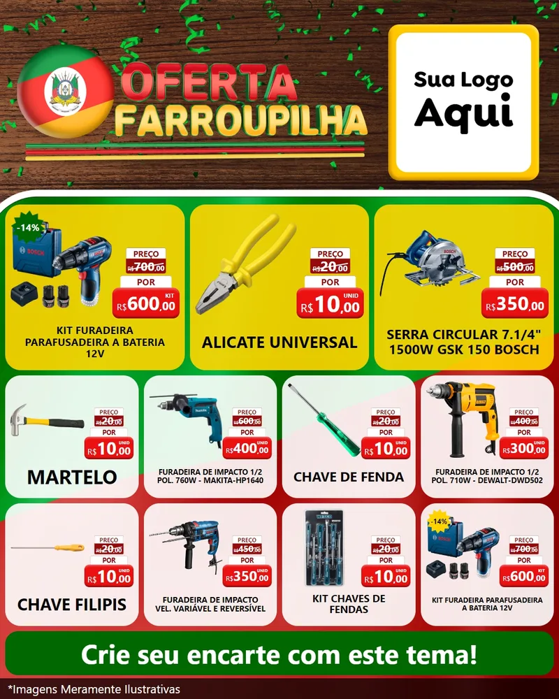 Modelo de Rede Social para Feed Instagram com o tema Oferta Farroupilha para Maquinas e Ferramentas