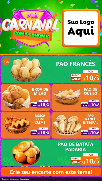 Modelo de TV para TV Vertical com o tema Pré-Carnaval Com Economia para Padaria
