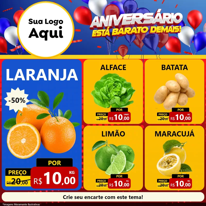 Modelo de Rede Social para Feed Facebook com o tema Aniversário para Hortifrúti