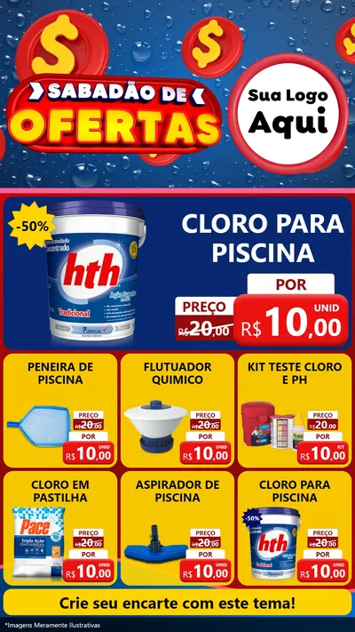 Modelo de Rede Social para Stories com o tema Sabadão de Ofertas para Produtos para Piscina