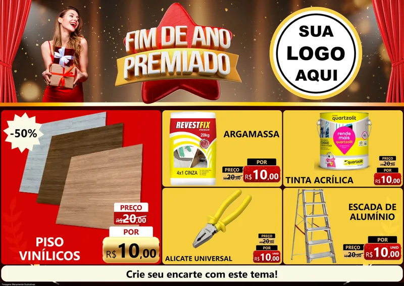Modelo de Encarte para Encarte A4 Horizontal com o tema Fim de Ano Premiado para Material para Construção