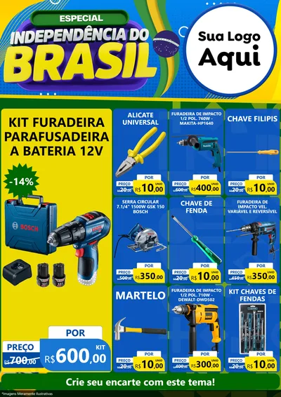 Modelo de Encarte para Encarte A4 Vertical com o tema Especial Independência do Brasil para Maquinas e Ferramentas
