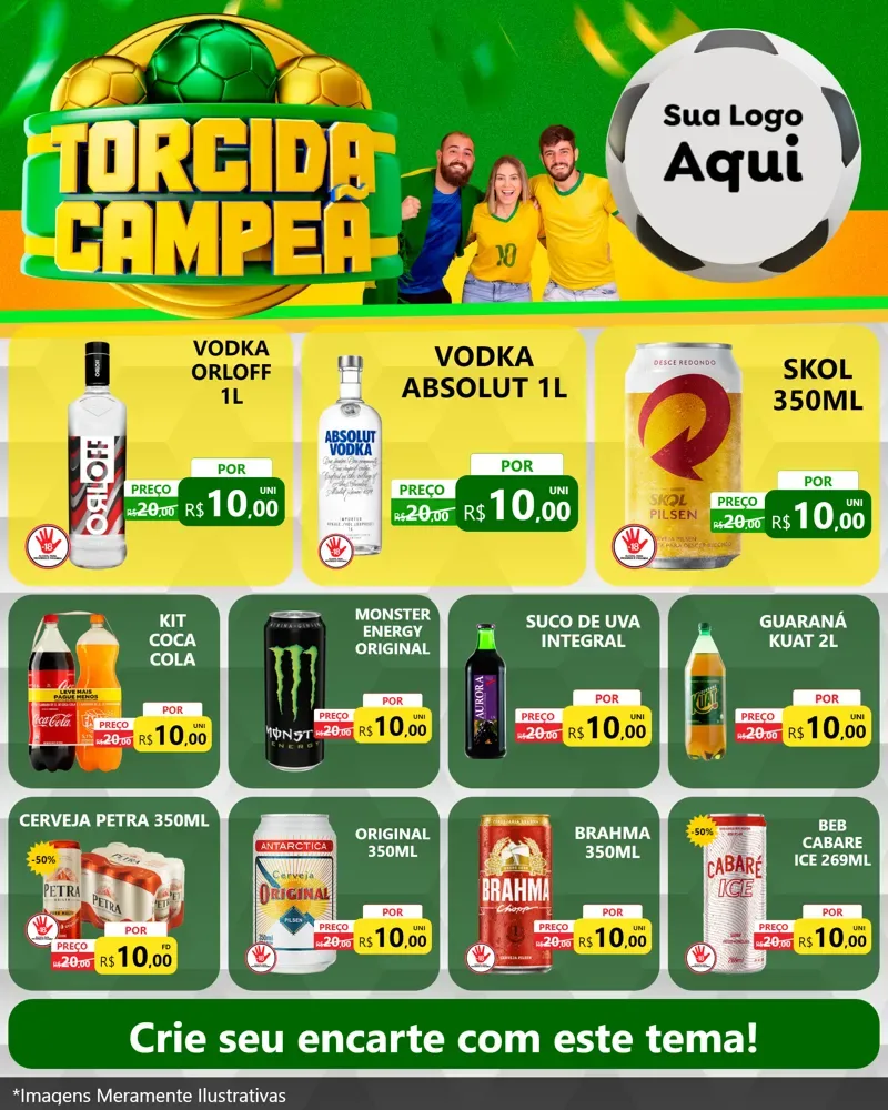 Modelo de Rede Social para Feed Instagram com o tema Torcida Campeã - Copa para Distribuidora de bebidas