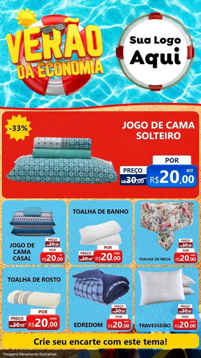 Modelo de Rede Social para Stories com o tema Verão da Economia para Cama, Mesa e Banho