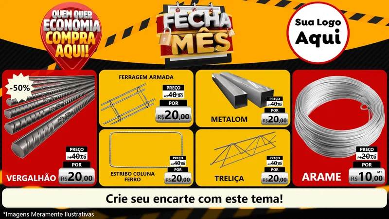 Modelo de TV para TV Horizontal com o tema Fecha Mês para Ferragens