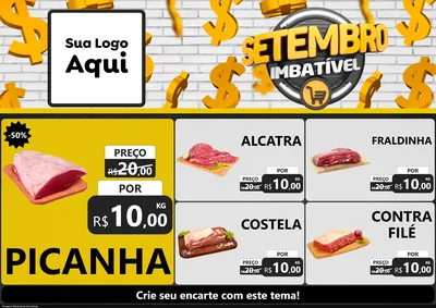 Modelo de Encarte para Encarte A4 Horizontal com o tema Setembro Imbatível para Açougue