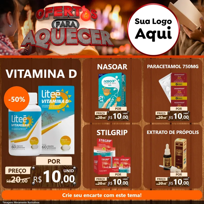 Modelo de Rede Social para Feed Facebook com o tema Ofertas Para Aquecer para Farmácia