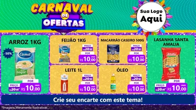 Modelo de TV para TV Horizontal com o tema Carnaval de Ofertas para Supermercado