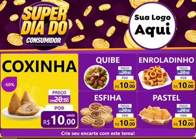 Modelo de Encarte para Encarte A4 Horizontal com o tema Super Dia do Consumidor para Salgadaria