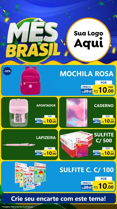 Modelo de TV para TV Vertical com o tema Mês do Brasil para Papelaria