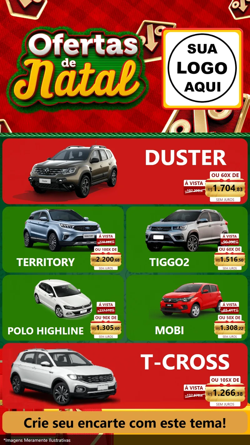 Modelo de TV para TV Vertical com o tema Ofertas de Natal para Concessionaria de Carros