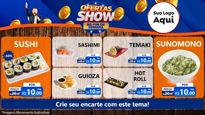 Modelo de TV para TV Horizontal com o tema Ofertas Show No Fim De Semana para Comida japonesa