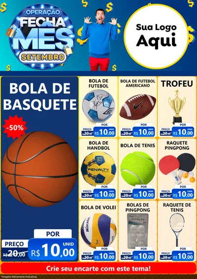 Modelo de Encarte para Encarte A4 Vertical com o tema Operação Fecha Mês Setembro para Artigos Esportivos